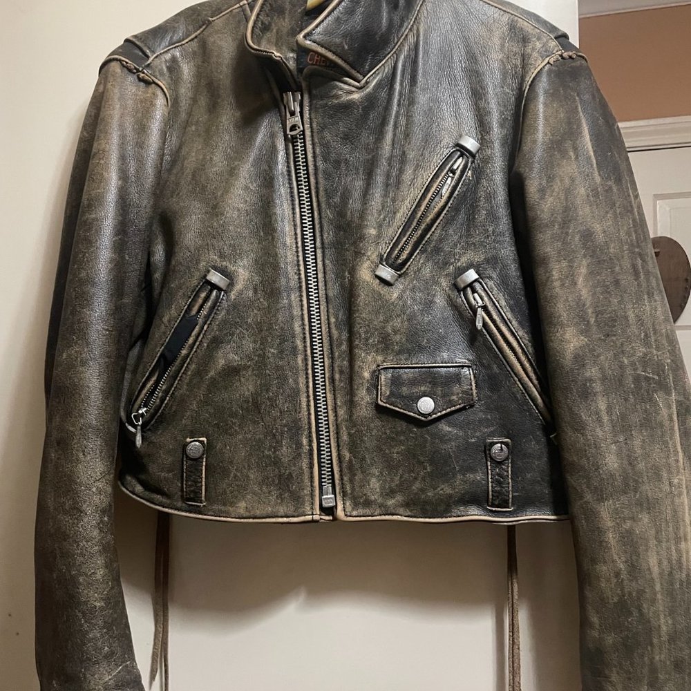 Women's Leather W.R.D. Chevignon motorcycle jacket Medium Size
